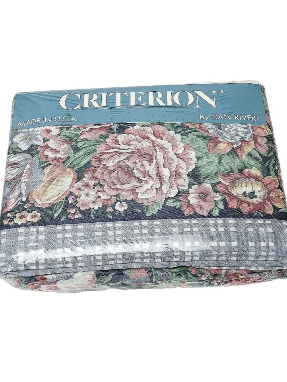 DAN RIVER Criterion Twin Sheet Set 3 pc Blue Floral Cotton Blend New Vintage